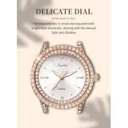SUNKTA - montre à quartz élégante avec cristaux - or rose