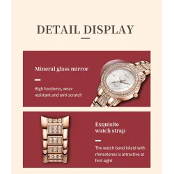 SUNKTA - montre à quartz élégante avec cristaux - or rose