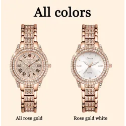 SUNKTA - montre à quartz élégante avec cristaux - or rose