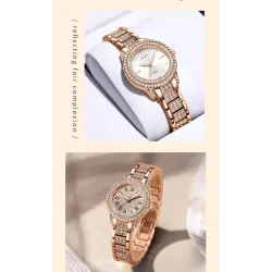 SUNKTA - montre à quartz élégante avec cristaux - or rose