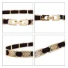 Elégante ceinture élastique noire - avec décorations en métal doré