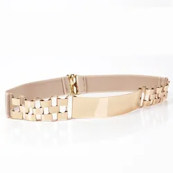 Mote elastisk belte - med metall gyllen dekorasjon