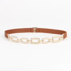 Ceinture élastique à la mode - décorations carrées en métal