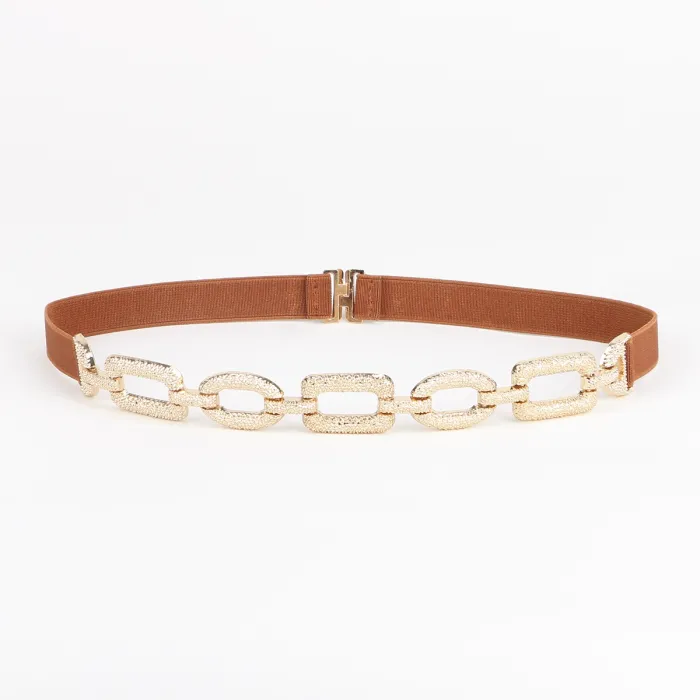 Ceinture élastique à la mode - décorations carrées en métal
