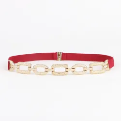 Ceinture élastique à la mode - décorations carrées en métal
