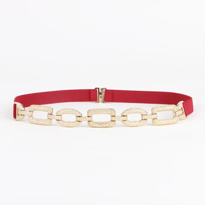 Ceinture élastique à la mode - décorations carrées en métal