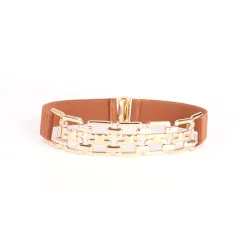 CinturonesCinturón elástico de moda - con cadena decorativa de metal dorado