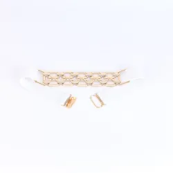 Cinto elástico da moda - com corrente decorativa de metal dourado