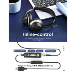 AuricularesMpow HC6 - Auriculares con cable USB - Auriculares con micrófono - 3,5 mm