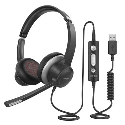 Mpow HC6 - Fone de ouvido com fio USB - fones de ouvido com microfone - 3,5 mm