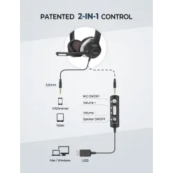 Mpow HC6 - Cuffie cablate USB - cuffie con microfono - 3,5 mm