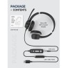 Mpow HC6 - USB trådbundet headset - hörlurar med mikrofon - 3,5 mm