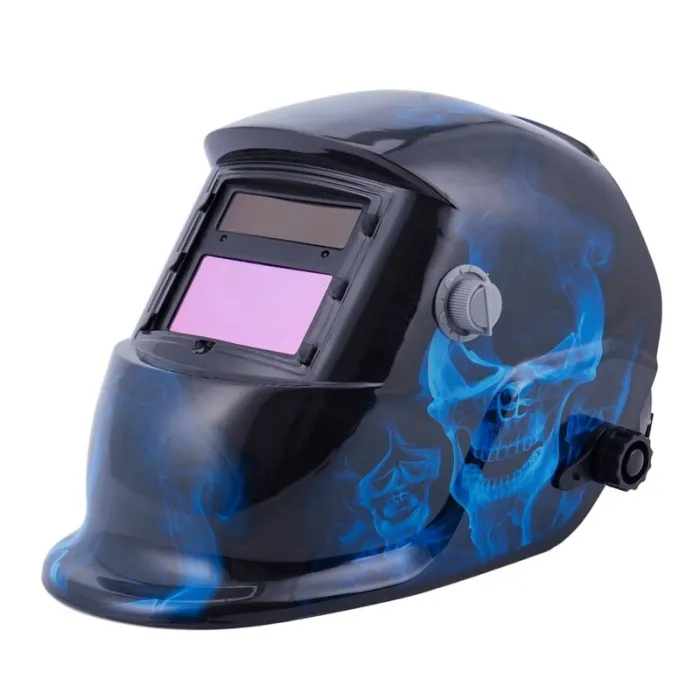 Elmetto per saldatura auto oscurante - LCD - teschio blu
