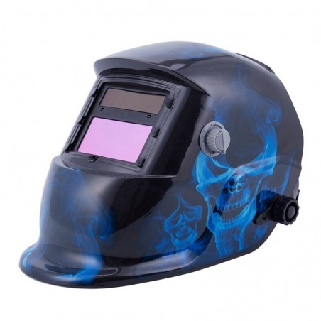 Capacete de soldagem com escurecimento automático - LCD - caveira azul