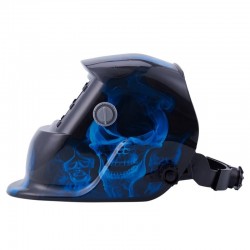 Masque de soudage à assombrissement automatique - LCD - tête de mort bleue