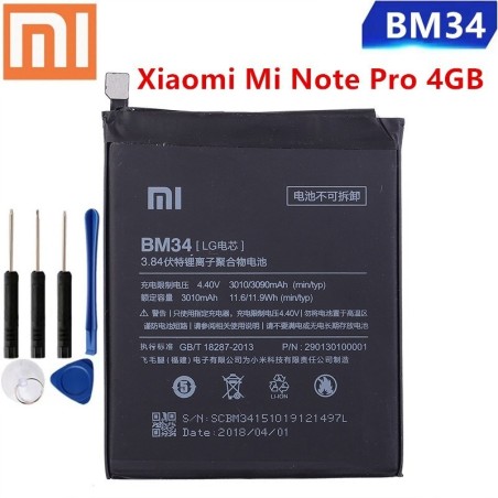 Oryginalna bateria BM34 - 3010mAh - do Xiaomi Mi Note Pro 4GB RAM - z narzędziamiBateria