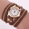 PulseraPulsera de cuero multicapa - con un reloj de cuarzo redondo
