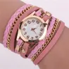 PulseraPulsera de cuero multicapa - con un reloj de cuarzo redondo