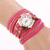 PulseraPulsera de cuero multicapa - con un reloj de cuarzo redondo