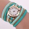 PulseraPulsera de cuero multicapa - con un reloj de cuarzo redondo