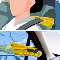 Mini marteau d'urgence de sécurité 3 en 1 - coupe-ceinture - brise-vitre