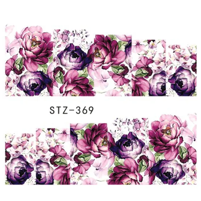 Dekorative negleklistremerker - vannoverføring - blomsterdesign