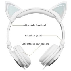 Cuffie per bambini - LED - orecchie di gatto luminose - jack da 3,5 mm