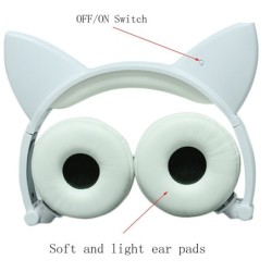 Barnhörlurar - LED - glödande kattöron - 3,5 mm uttag