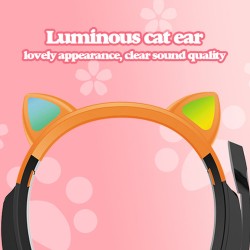 Casque oreilles de chat lumineux - casque filaire - avec microphone