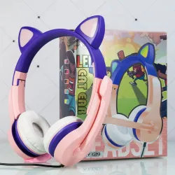 Casque oreilles de chat lumineux - casque filaire - avec microphone