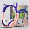 Casque oreilles de chat lumineux - casque filaire - avec microphone