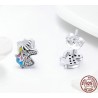 Silberne Ohrringe mit Kristall-Einhorn
