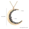 Pendentif en forme de lune avec minéraux broyés - collier en or