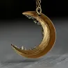 Pendentif en forme de lune avec minéraux broyés - collier en or