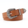 Vintage leather belt - with carved metal buckleBelts