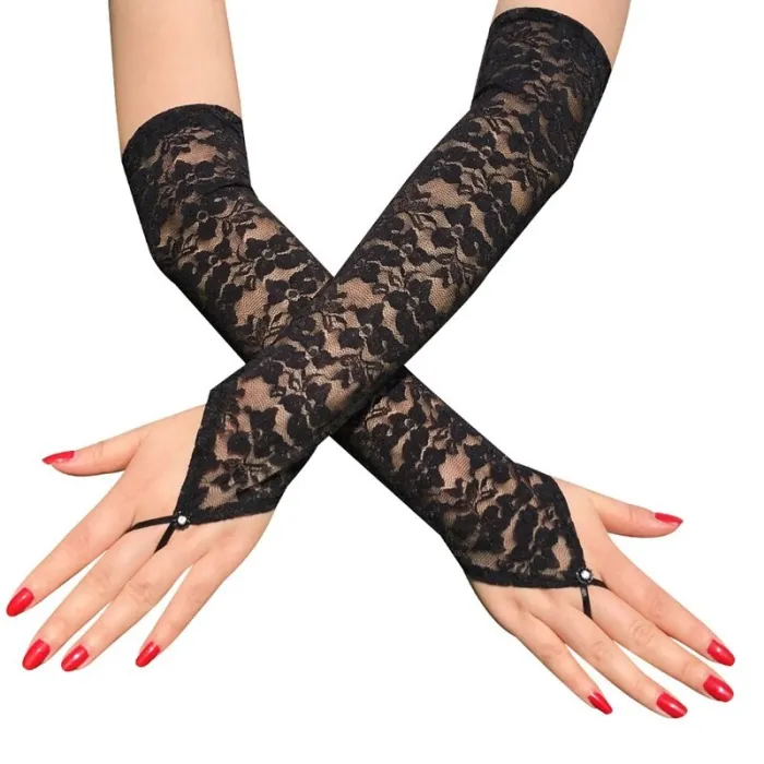 Sexy lange Spitzenhandschuhe - fingerlos