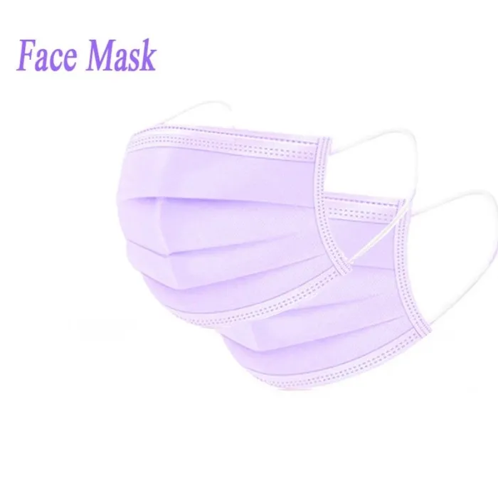 Mascherine viso / bocca monouso - 3 strati - antipolvere - antibatteriche - viola