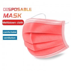 Máscaras antibacterianas descartáveis para rosto/boca - 3 camadas - vermelho