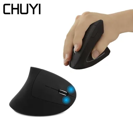 MouseRatón inalámbrico vertical ergonómico - USB - óptico - 1600 DPI 6D - con luz LED
