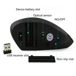 MouseRatón inalámbrico vertical ergonómico - USB - óptico - 1600 DPI 6D - con luz LED