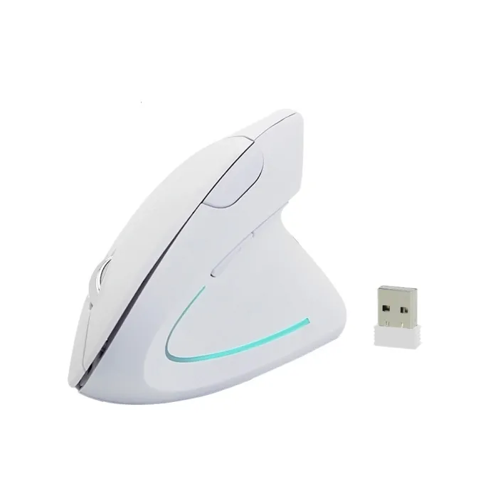 Mouse wireless verticale ergonomico - USB - ottico - 1600 DPI 6D - con luce LED