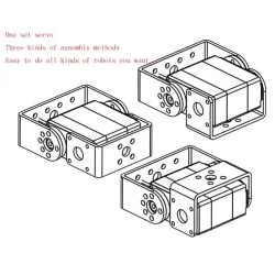 25kg / RDS3225 - servo numérique robot - arduino - engrenage en métal - avec montage en U droit long / court
