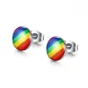 Boucles d'oreilles puces rondes arc-en-ciel