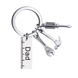 Porte-clés en acier inoxydable avec mini outils - papa / papy