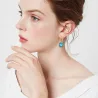 Boucles d'oreilles dorées avec topaze cristal bleu / strass