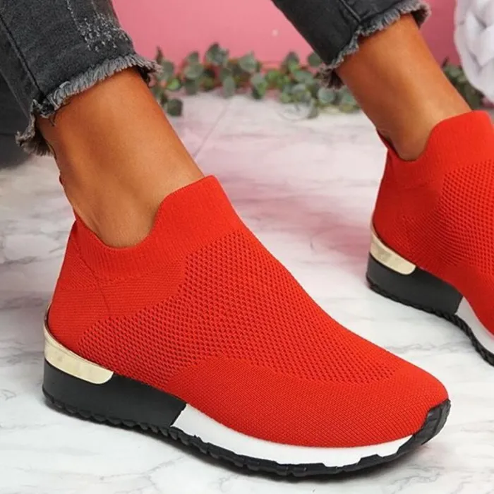 Mesh sportssneakers - slip-on sko - med høj platform