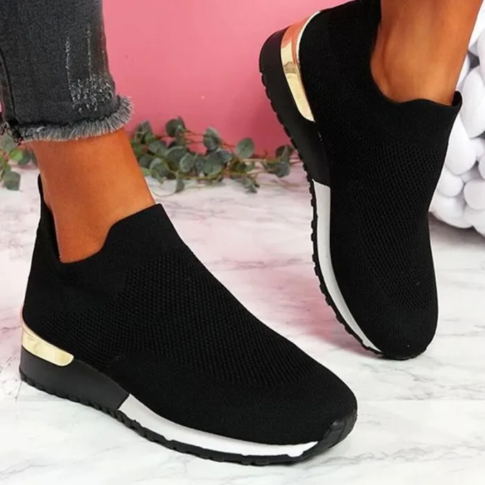 Mesh sportssneakers - slip-on sko - med høj platform