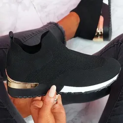 Mesh sportssneakers - slip-on sko - med høj platform