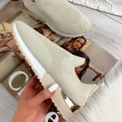 Mesh sportssneakers - slip-on sko - med høj platform