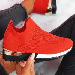 Mesh sportssneakers - slip-on sko - med høj platform